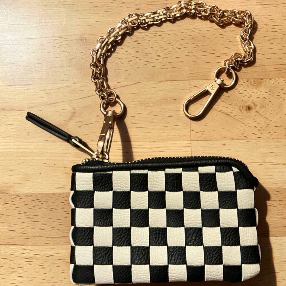 Universal Thread Black and White Checker Money Pouch with Detatchable Gold Chain - Picture 8 of 16